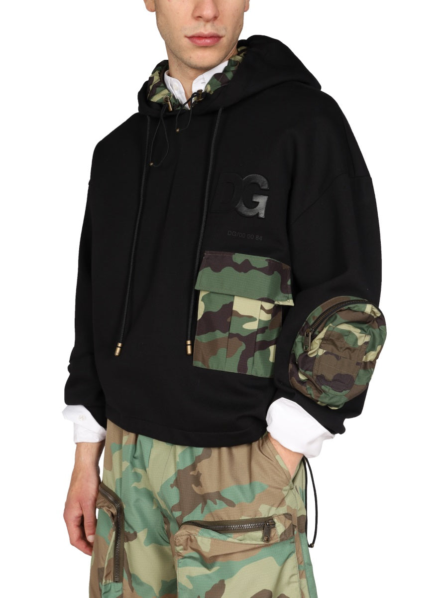 Dolce & Gabbana Men Sweatshirt With Camo Details