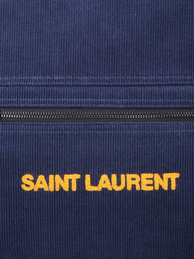 Saint Laurent Nux Logo Corturoy Backpack Navy Blue