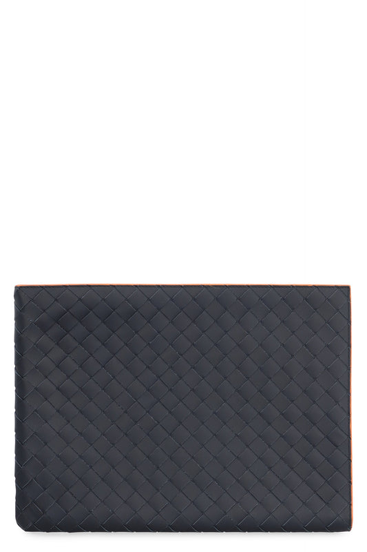 BOTTEGA VENETA Leather Clutch with Intrecciato Motif - 33 cm