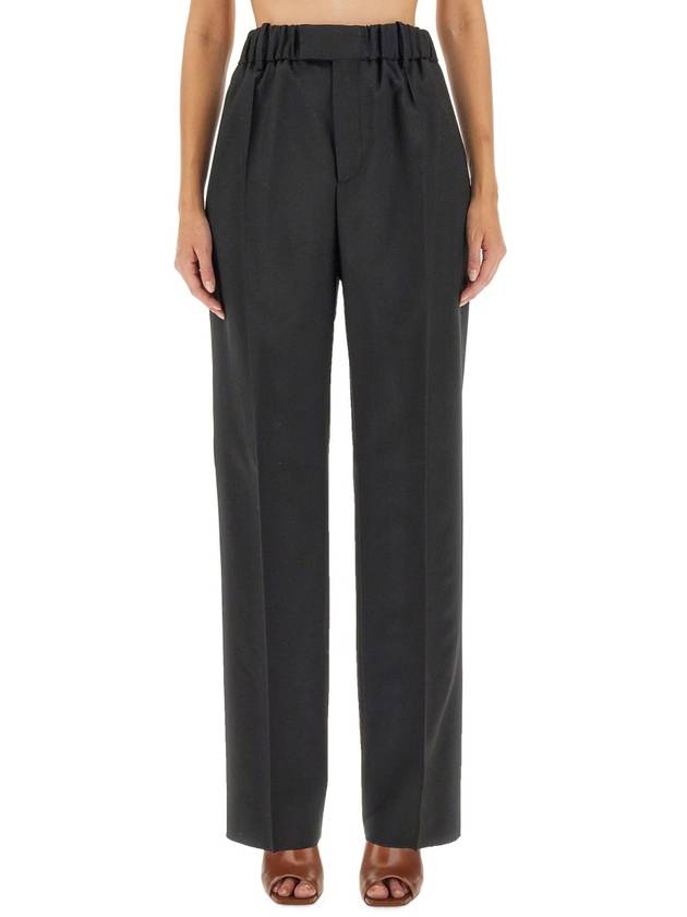 Bottega Veneta Light Wool Wide Leg Pants Black