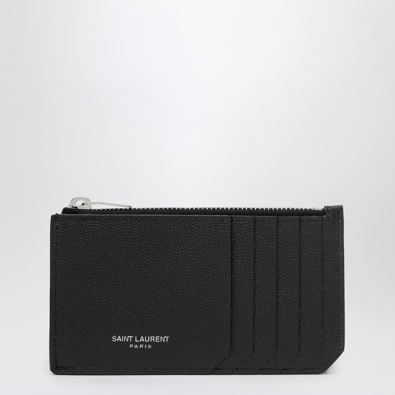 Saint Laurent Black Fragments Card Holder With Zip Men