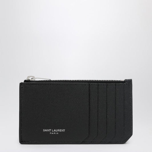 Saint Laurent Black Fragments Card Holder With Zip Men