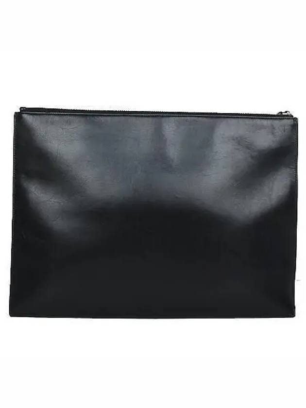 Saint Laurent 534680 Black Monogram Silver Logo Large Clutch Bag