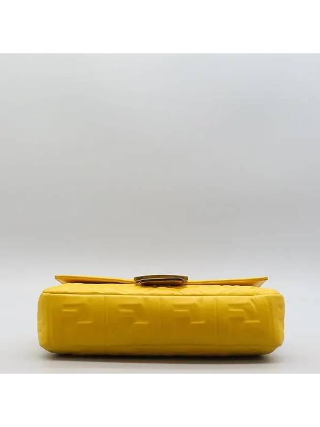 Fendi 8BR600 Yellow Nappa Leather Medium Baguette Shoulder Bag Strap 2WAY