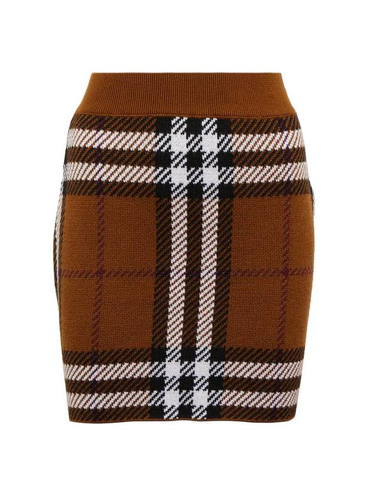 Burberry Check Jacquard Mini Pencil Skirt Brown
