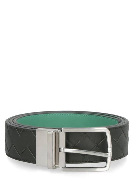 Bottega Veneta Intrecciato Reversible Leather Belt Black