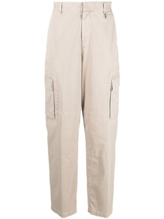 Fendi gabardine cargo straight pants beige