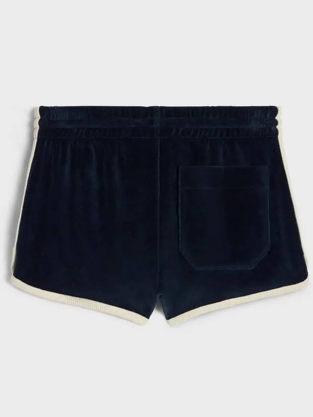 CELINE Triomphe Embroidered Velvet Jersey Mini Shorts Midnight