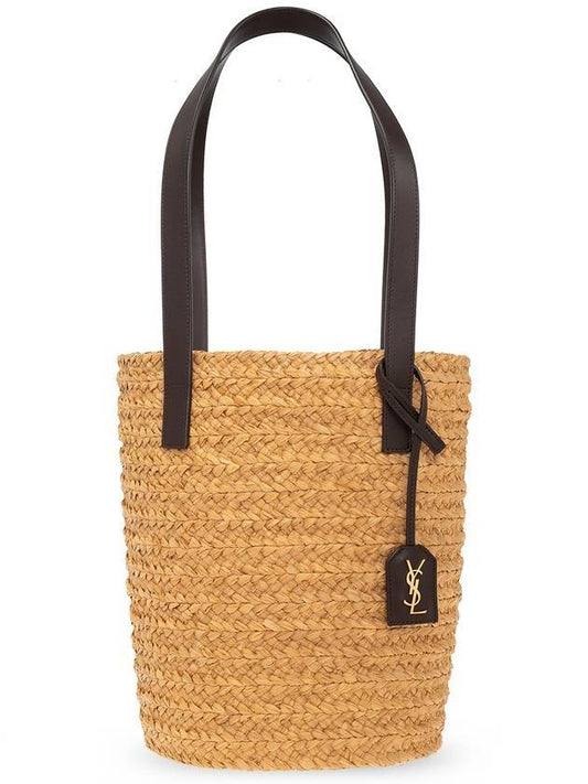 Saint Laurent Panier Raffia Tote Bag Beige