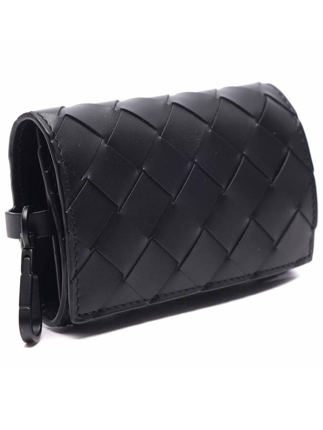Bottega Veneta Intrecciato Key Holder Black