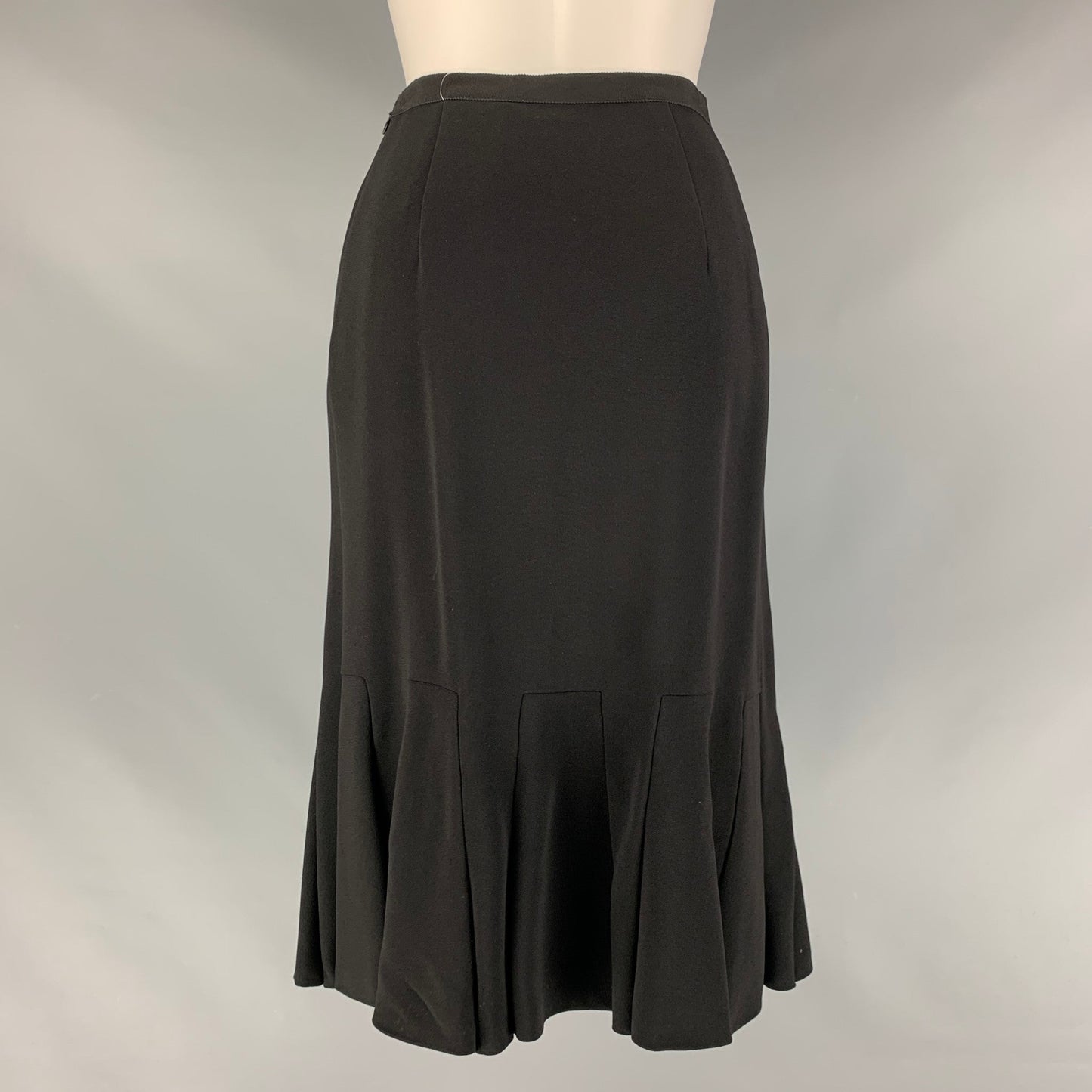 PRADA Size 4 Black Viscose & Acetate Pleated Tulip Skirt