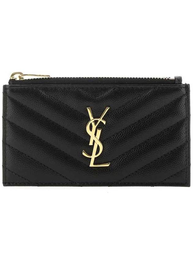 Saint Laurent Monogram Fragment Zipper Card Wallet Black
