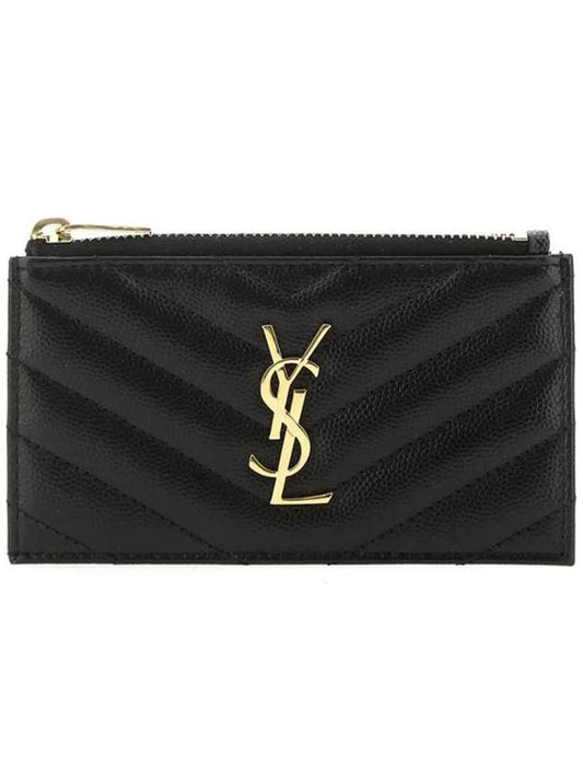 Saint Laurent Monogram Fragment Zipper Card Wallet Black
