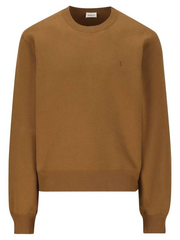 Saint Laurent Embroidered logo knit top brown