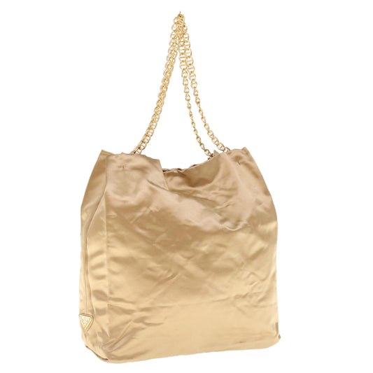 PRADA Chain Shoulder Bag Nylon Gold  62746