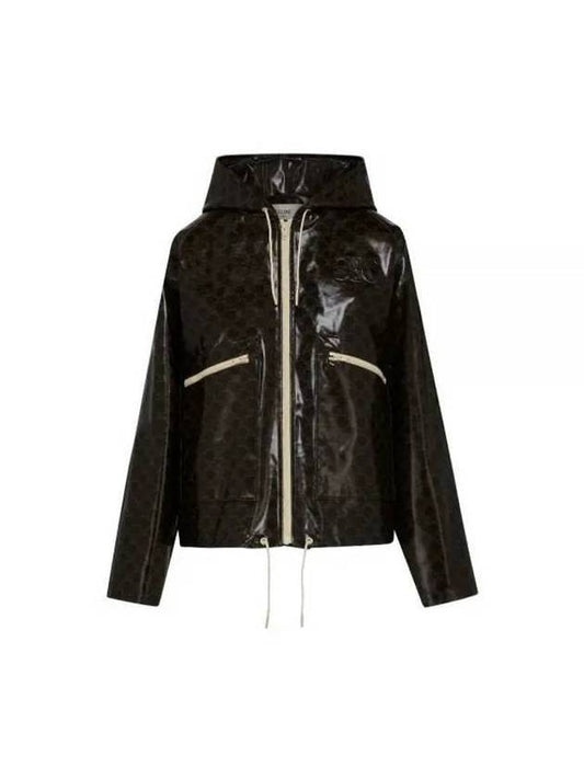 CELINE Triomphe Hooded Jacket Brown