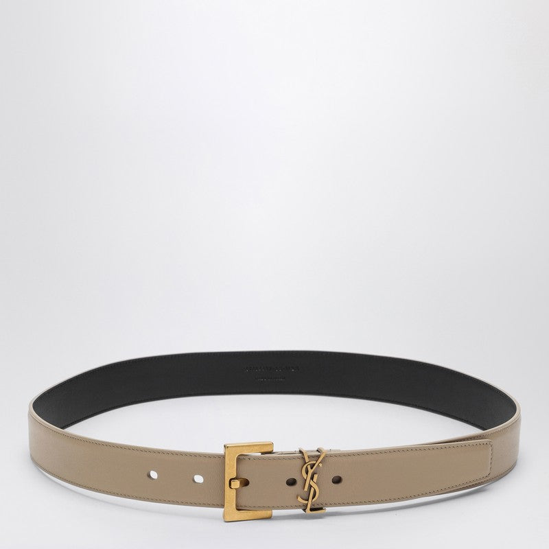 Saint Laurent Cassandre Belt In Dark Beige Women