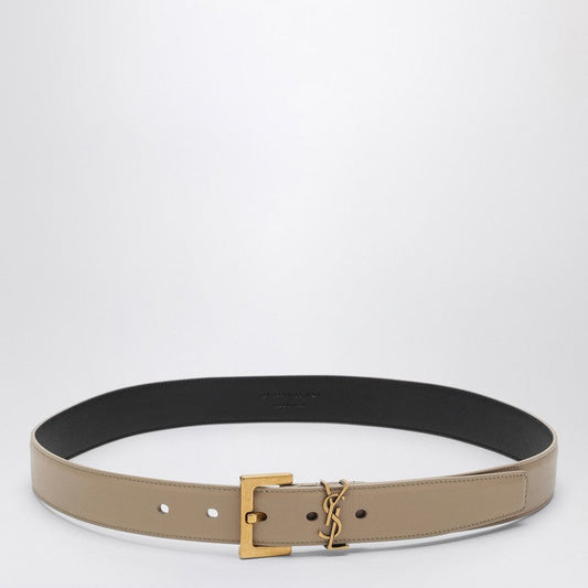 Saint Laurent Cassandre Belt In Dark Beige Women