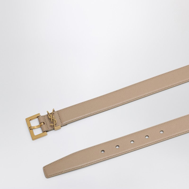 Saint Laurent Cassandre Belt In Dark Beige Women