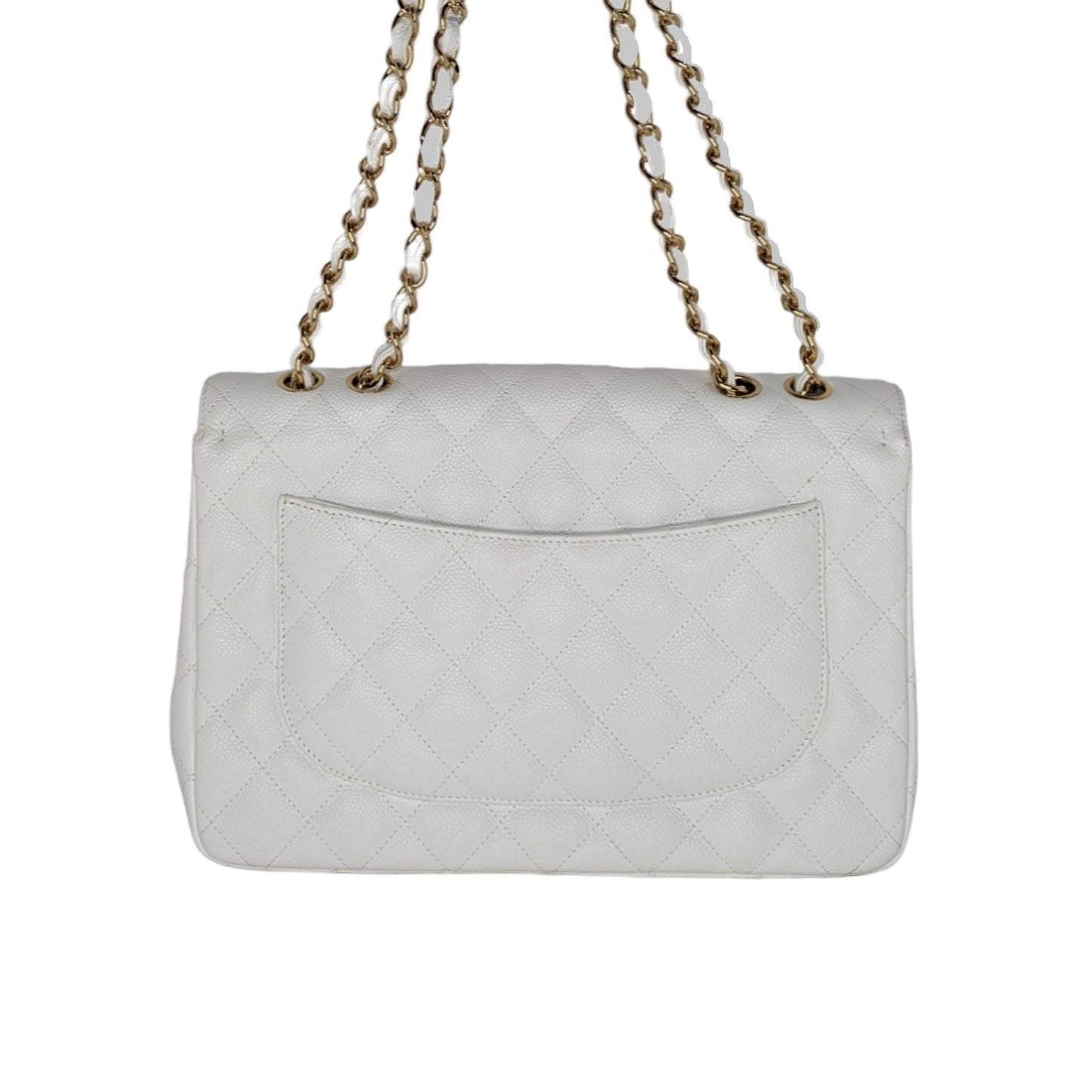 Chanel bag Vintage Classic Quilted Caviar Single White Jumbo Flap