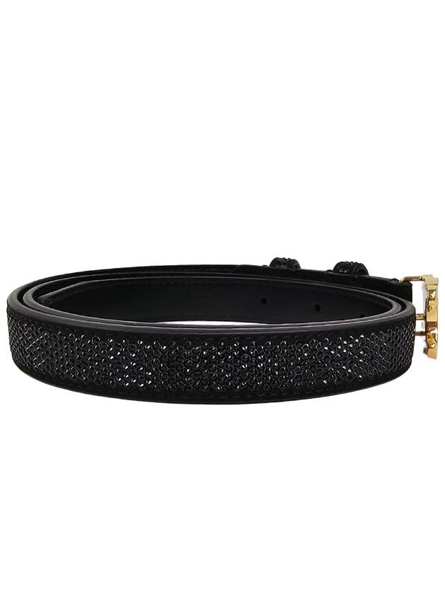CELINE Triomphe Strass Small Suede Calfskin Belt Black