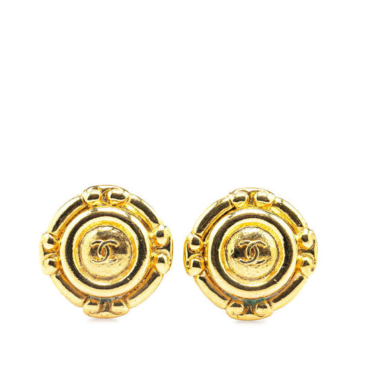 Chanel Coco Mark Round Earrings Gold