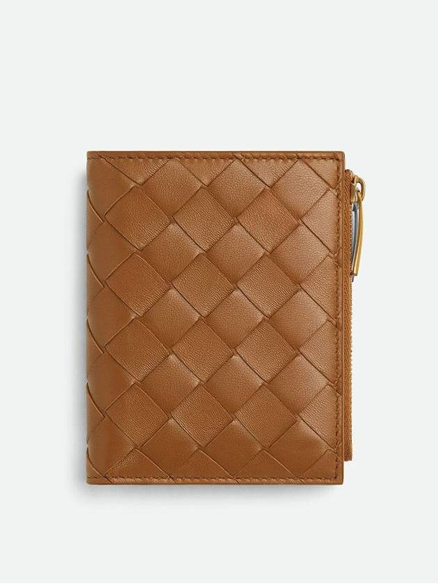 Bottega Veneta Intrecciato Small Leather Half Wallet Wood