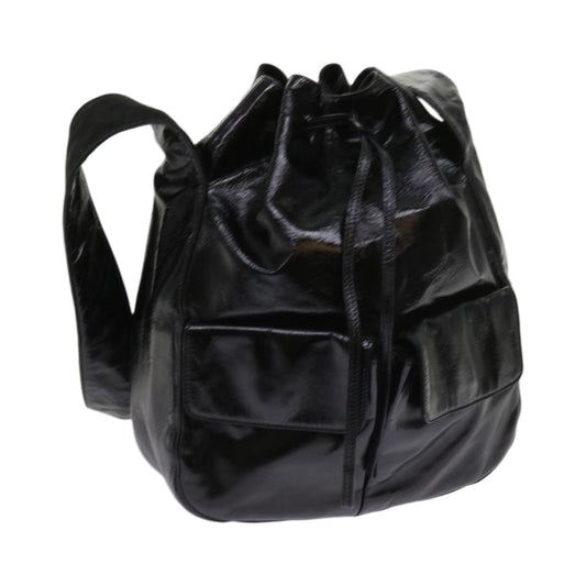 PRADA Shoulder Bag Enamel Black  64474