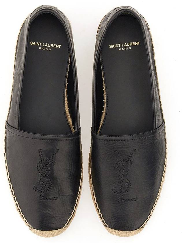 Saint Laurent Monogram Leather Espadrilles Black