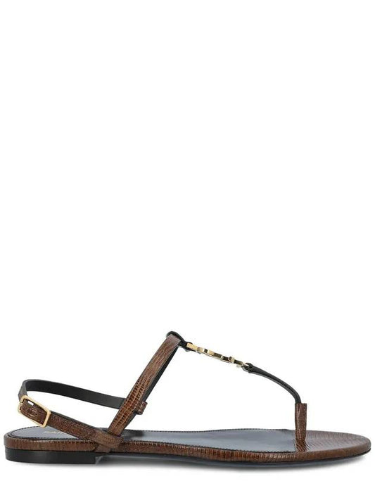 Saint Laurent Logo Plaque Open Toe Sandals Brown