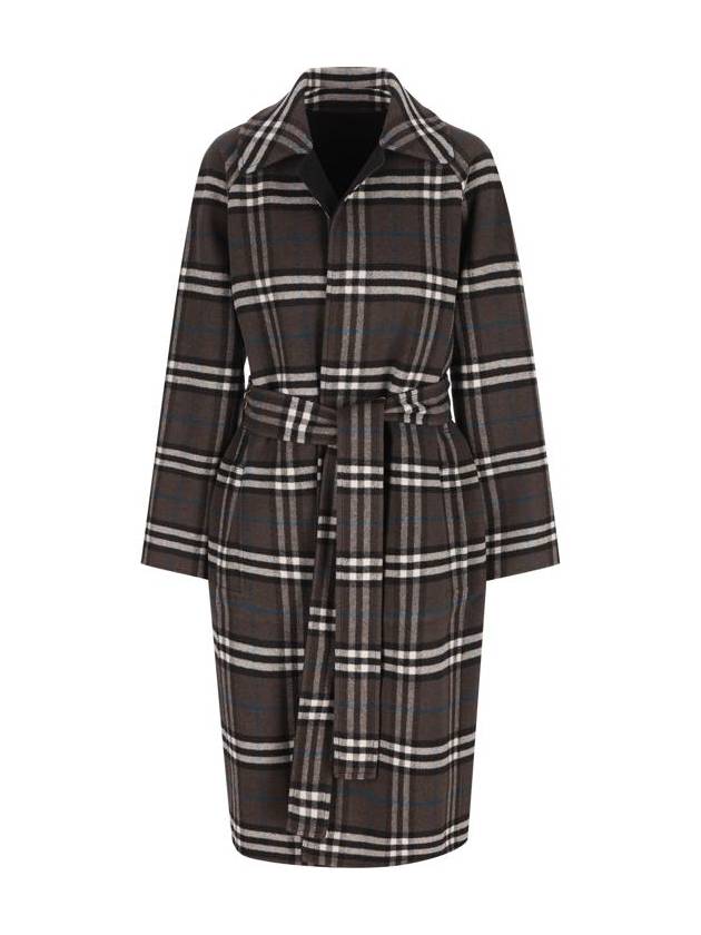 Burberry Check Reversible Tunbridge Wrap Wool Single Coat Black