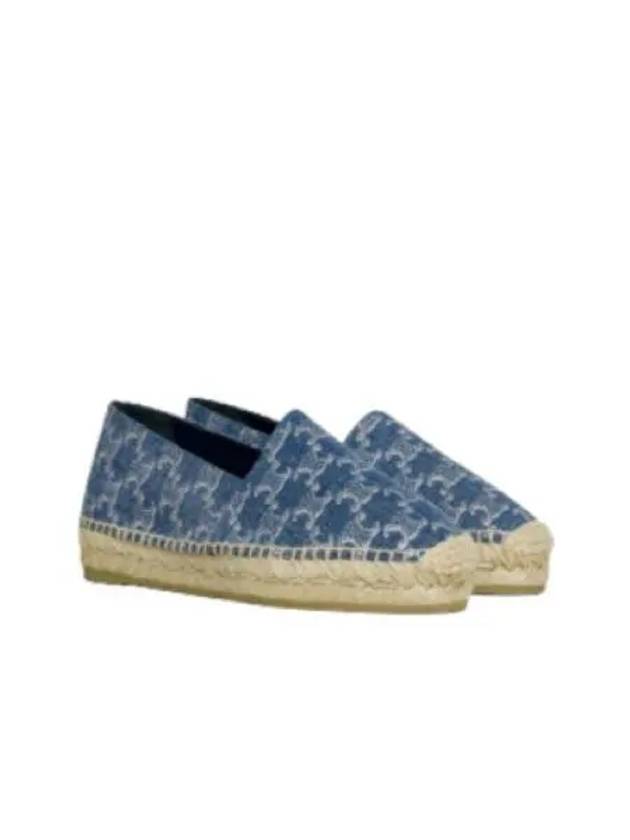 CELINE Triomphe Stamped Denim Espadrilles Navy
