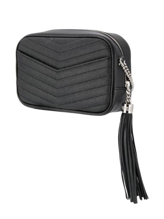 Saint Laurent Lou Mini Bag in Grain de Poudre Embossed Quilted Leather Black Silver