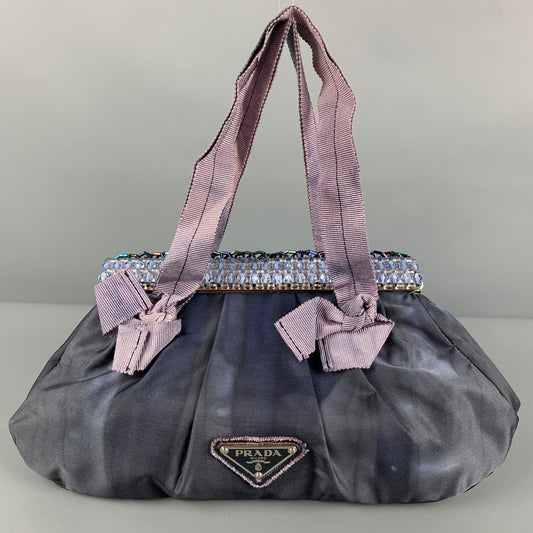 Vintage PRADA Purple Marbled Silk Rhinestones Mini Handbag
