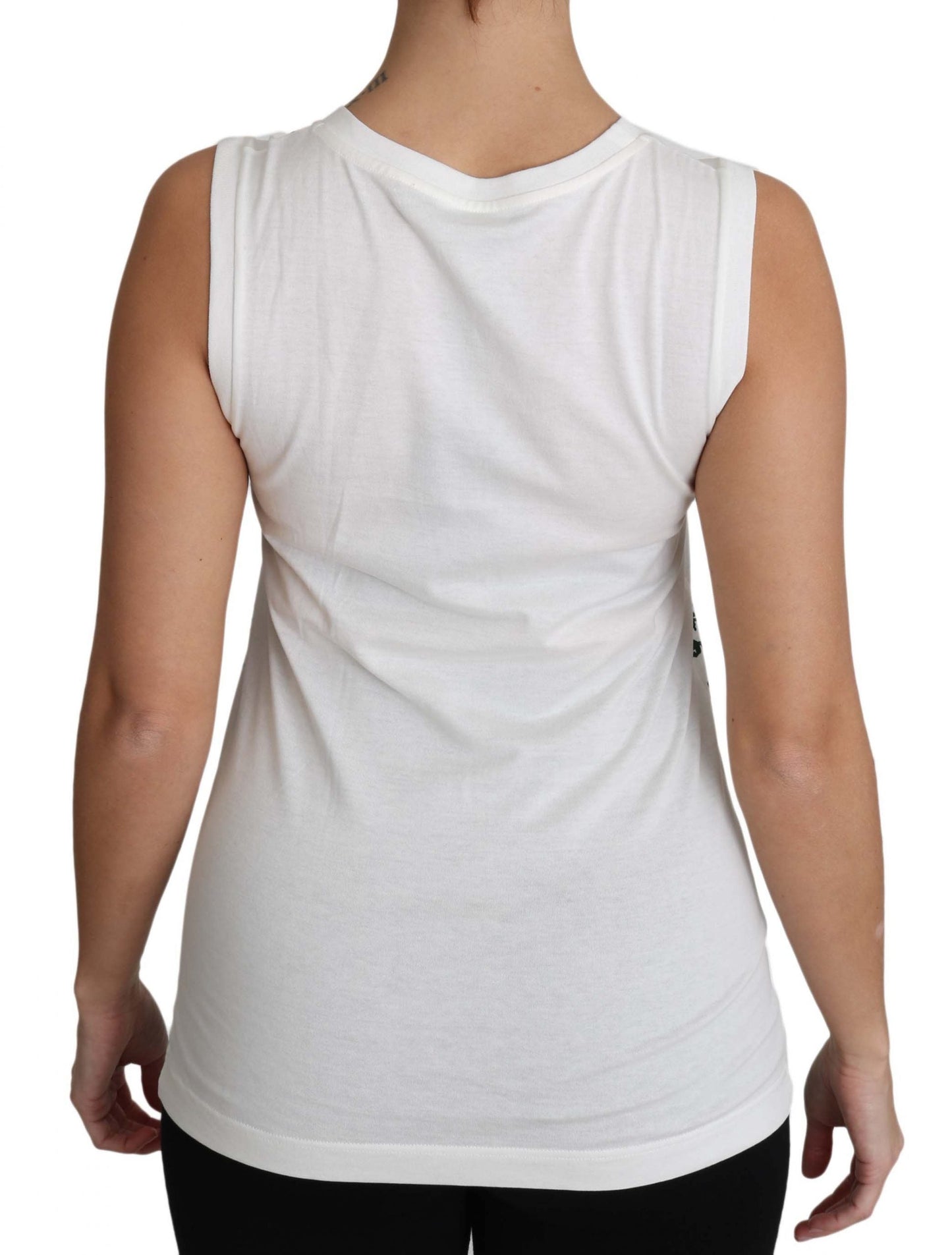 Dolce & Gabbana White Cotton #dgfamily Sleeveless Shirt Tank Women's Top