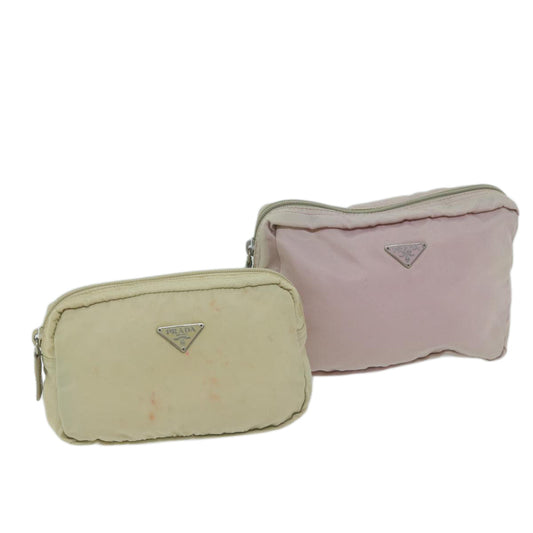 PRADA Pouch Nylon 2Set Pink Beige  65269