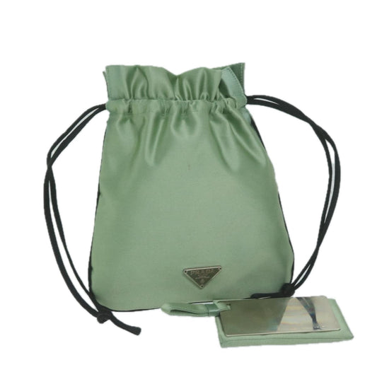 PRADA Drawstring Pouch Pouch Satin Green  65661