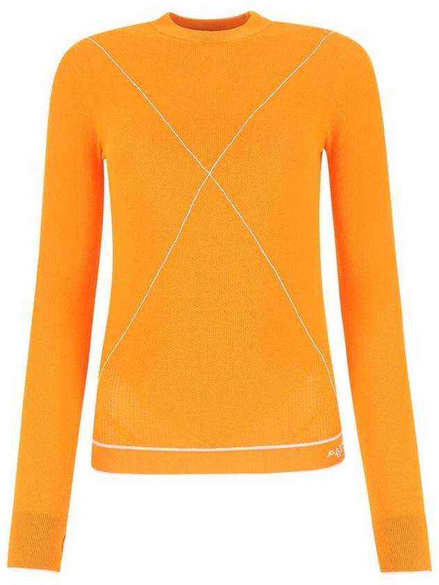 Bottega Veneta diagonal point knit top orange