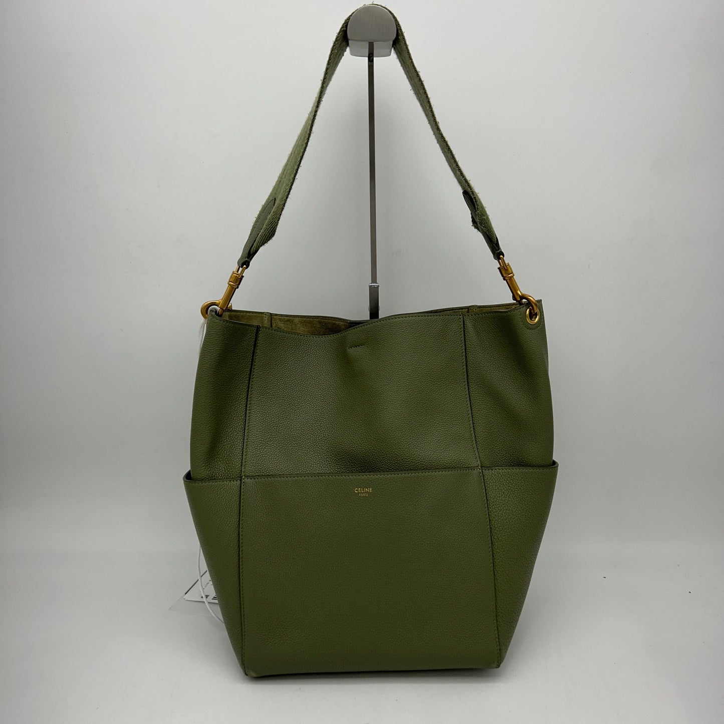 CELINE Soft Grained Calfskin Sangle Bucket Bag Light Khaki LA36440
