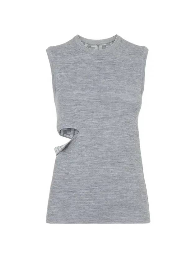 Fendi Cutout Reversible Wool Sleeveless Grey