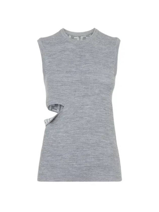 Fendi Cutout Reversible Wool Sleeveless Grey