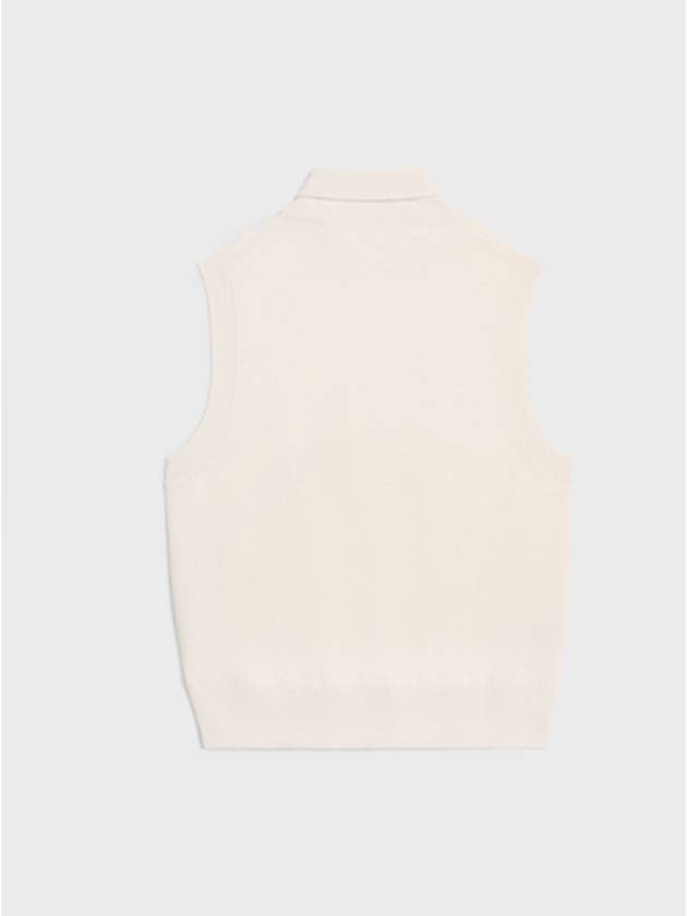 CELINE Triomphe Embroidered Turtleneck Sleeveless Off-White