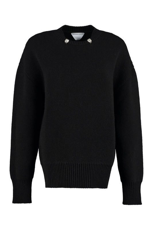 BOTTEGA VENETA Elegant Women's Wool Crew-Neck Pullover with Decorative Details