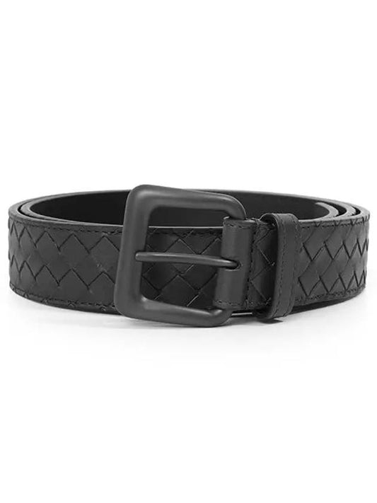 Bottega Veneta Men's Intrecciato Leather Belt Black