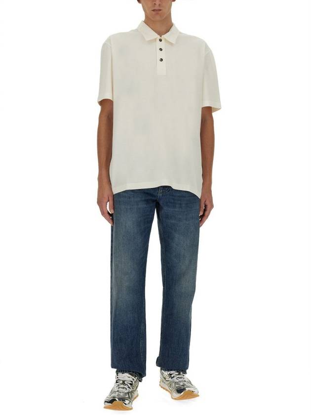 Bottega Veneta Cotton Short Sleeve Polo Shirt Dove