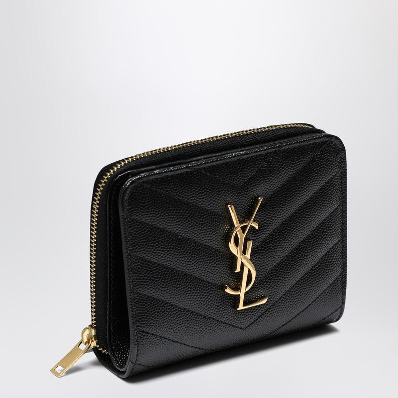 Saint Laurent Cassandre Compact Wallet Black Women