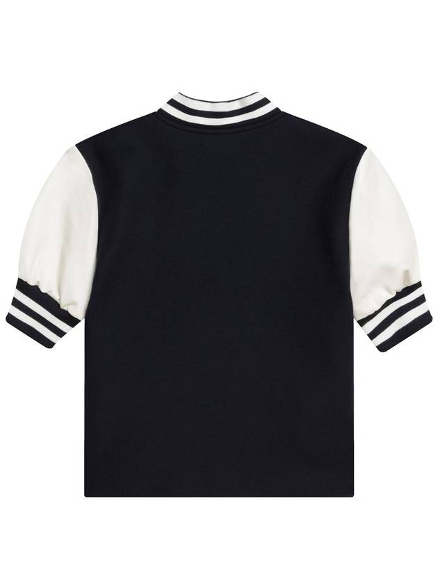 CELINE Varsity Chelsea Cashmere Short Sleeve Jacket Navy