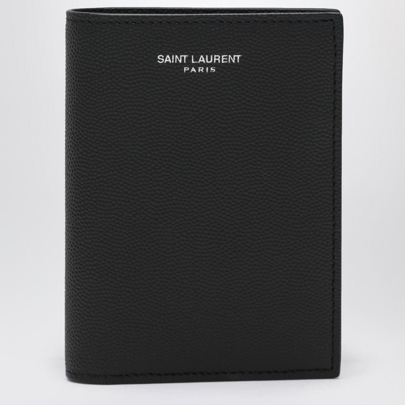 Saint Laurent Card Holder In Black Grain De Poudre Leather Men