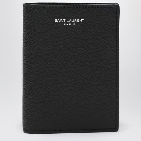 Saint Laurent Card Holder In Black Grain De Poudre Leather Men