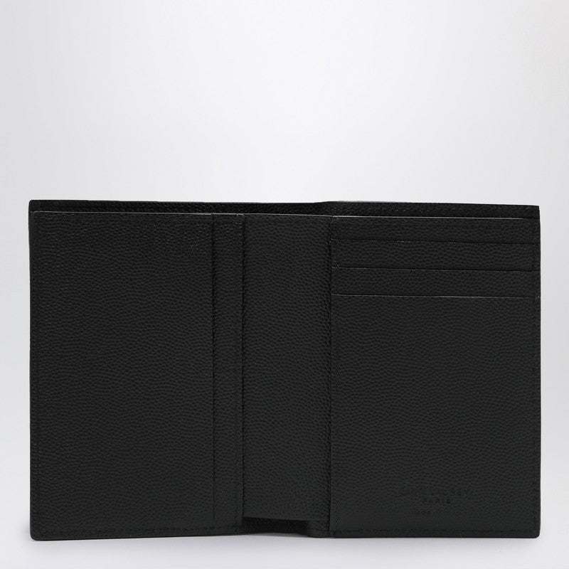 Saint Laurent Card Holder In Black Grain De Poudre Leather Men
